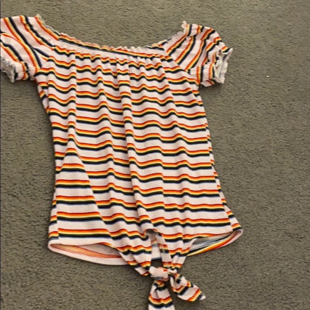 Rue 21 Off Shoulder Rainbow Shirt